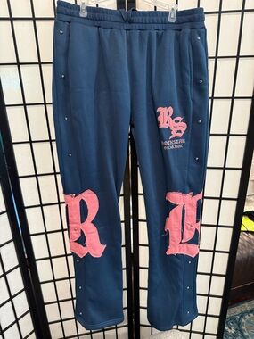 🔥 Rockstar Original NWOT Studded Sweatpants Navy Pink Logo XXL Streetwear Jogger